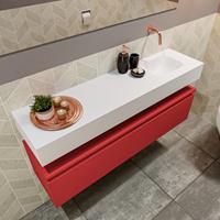 MONDIAZ ANDOR Toiletmeubel 120x30x30cm met 0 kraangaten 1 lades fire mat Wastafel Lex rechts Solid Surface Wit FK75343303