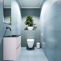MONDIAZ ADA Toiletmeubel 40x30x50cm met 0 kraangaten 2 lades cale mat Wastafel Lex links Solid Surface Zwart FK75342291