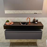 MONDIAZ ANDOR Toiletmeubel 120x30x30cm met 1 kraangaten 1 lades dark grey mat Wastafel Lex midden Solid Surface Zwart FK75343530