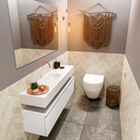 MONDIAZ ANDOR Toiletmeubel 120x30x30cm met 0 kraangaten 1 lades talc mat Wastafel Lex midden Solid Surface Wit FK75343125