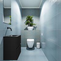 MONDIAZ ADA Toiletmeubel 40x30x50cm met 0 kraangaten 2 lades urban mat Wastafel Lex midden Solid Surface Zwart FK75342086