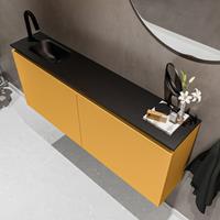 MONDIAZ TURE Toiletmeubel 120x23x50cm met 1 kraangaten 2 deuren ocher mat Wastafel Eden links Solid Surface Zwart FK75341531