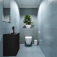 MONDIAZ ADA Toiletmeubel 40x30x50cm met 1 kraangaten 2 lades urban mat Wastafel Lex links Solid Surface Zwart FK75342087
