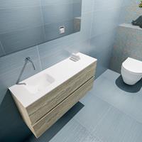 MONDIAZ ADA Toiletmeubel 100x30x50cm met 0 kraangaten 2 lades light brown grey mat Wastafel Lex links Solid Surface Wit FK75342048