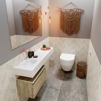 MONDIAZ ANDOR Toiletmeubel 120x30x30cm met 0 kraangaten 1 lades light brown grey mat Wastafel Lex links Solid Surface Wit FK75343938