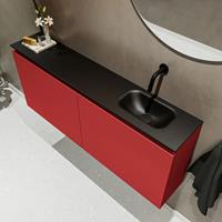 MONDIAZ TURE Toiletmeubel 120x23x50cm met 0 kraangaten 2 deuren fire mat Wastafel Eden rechts Solid Surface Zwart FK75341563