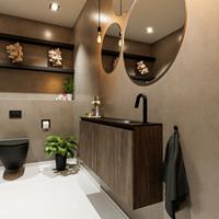 MONDIAZ TURE Toiletmeubel 120x23x50cm met 1 kraangaten 2 deuren dark brown mat Wastafel Eden rechts Solid Surface Zwart FK75341678