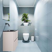 MONDIAZ ADA Toiletmeubel 40x30x50cm met 0 kraangaten 2 lades linen mat Wastafel Lex links Solid Surface Zwart FK75342262