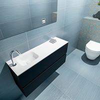MONDIAZ ADA Toiletmeubel 100x30x50cm met 1 kraangaten 2 lades urban mat Wastafel Lex links Solid Surface Wit FK75341757
