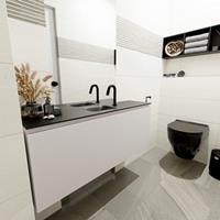 MONDIAZ OLAN Toiletmeubel 120x30x40cm met 1 kraangaten 1 lades linen mat Wastafel Lex midden Solid Surface Zwart FK75342979