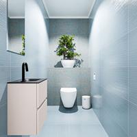 MONDIAZ ADA Toiletmeubel 40x30x50cm met 1 kraangaten 2 lades linen mat Wastafel Lex rechts Solid Surface Zwart FK75342263