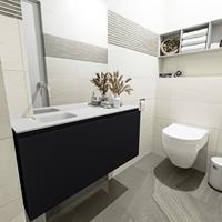 MONDIAZ OLAN Toiletmeubel 100x30x40cm met 0 kraangaten 1 lades urban mat Wastafel Lex links Solid Surface Wit FK75342454