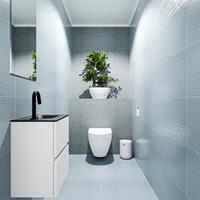 MONDIAZ ADA Toiletmeubel 40x30x50cm met 1 kraangaten 2 lades talc mat Wastafel Lex rechts Solid Surface Zwart FK75342060