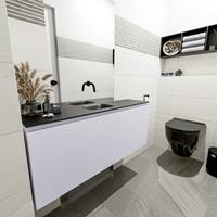 MONDIAZ OLAN Toiletmeubel 120x30x40cm met 0 kraangaten 1 lades cale mat Wastafel Lex midden Solid Surface Zwart FK75343009