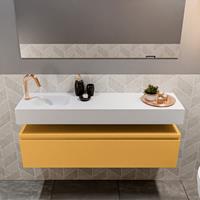 MONDIAZ ANDOR Toiletmeubel 120x30x30cm met 1 kraangaten 1 lades ocher mat Wastafel Lex links Solid Surface Wit FK75343271