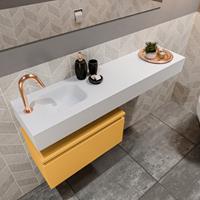 MONDIAZ ANDOR Toiletmeubel 120x30x30cm met 1 kraangaten 1 lades ocher mat Wastafel Lex links Solid Surface Wit FK75343865