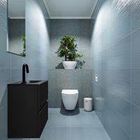 MONDIAZ ADA Toiletmeubel 40x30x50cm met 1 kraangaten 2 lades urban mat Wastafel Lex rechts Solid Surface Zwart FK75342089