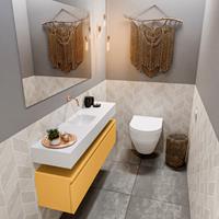 MONDIAZ ANDOR Toiletmeubel 120x30x30cm met 0 kraangaten 1 lades ocher mat Wastafel Lex midden Solid Surface Wit FK75343270