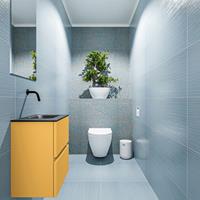 MONDIAZ ADA Toiletmeubel 40x30x50cm met 0 kraangaten 2 lades ocher mat Wastafel Lex rechts Solid Surface Zwart FK75342206