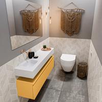 MONDIAZ ANDOR Toiletmeubel 120x30x30cm met 0 kraangaten 1 lades ocher mat Wastafel Lex links Solid Surface Wit FK75343272