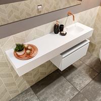 MONDIAZ ANDOR Toiletmeubel 120x30x30cm met 0 kraangaten 1 lades talc mat Wastafel Lex rechts Solid Surface Wit FK75343808