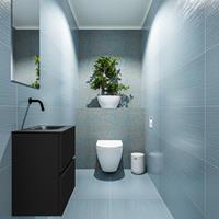 MONDIAZ ADA Toiletmeubel 40x30x50cm met 0 kraangaten 2 lades urban mat Wastafel Lex rechts Solid Surface Zwart FK75342090