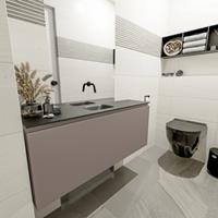 MONDIAZ OLAN Toiletmeubel 120x30x40cm met 0 kraangaten 1 lades smoke mat Wastafel Lex midden Solid Surface Zwart FK75342864