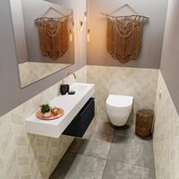 MONDIAZ ANDOR Toiletmeubel 120x30x30cm met 0 kraangaten 1 lades urban mat Wastafel Lex rechts Solid Surface Wit FK75343820