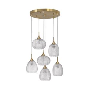 Nova Luce Pendelleuchte Vario in Transparent und Gold E14 6-flammig