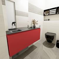 MONDIAZ OLAN Toiletmeubel 120x30x40cm met 0 kraangaten 1 lades fire mat Wastafel Lex links Solid Surface Zwart FK75342953