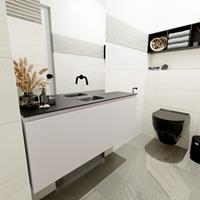 MONDIAZ OLAN Toiletmeubel 120x30x40cm met 0 kraangaten 1 lades linen mat Wastafel Lex midden Solid Surface Zwart FK75342980