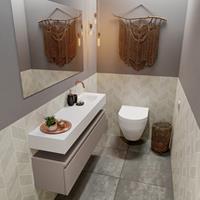 MONDIAZ ANDOR Toiletmeubel 120x30x30cm met 0 kraangaten 1 lades smoke mat Wastafel Lex rechts Solid Surface Wit FK75343216