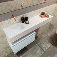 MONDIAZ ANDOR Toiletmeubel 120x30x30cm met 0 kraangaten 1 lades cale mat Wastafel Lex links Solid Surface Wit FK75343902