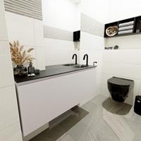 MONDIAZ OLAN Toiletmeubel 120x30x40cm met 1 kraangaten 1 lades linen mat Wastafel Lex rechts Solid Surface Zwart FK75342983