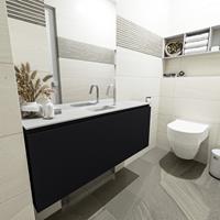 MONDIAZ OLAN Toiletmeubel 120x30x40cm met 1 kraangaten 1 lades urban mat Wastafel Lex midden Solid Surface Wit FK75342457