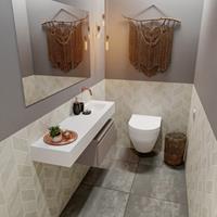 MONDIAZ ANDOR Toiletmeubel 120x30x30cm met 0 kraangaten 1 lades smoke mat Wastafel Lex rechts Solid Surface Wit FK75343844