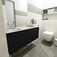 MONDIAZ OLAN Toiletmeubel 120x30x40cm met 1 kraangaten 1 lades urban mat Wastafel Lex links Solid Surface Wit FK75342459