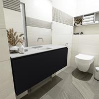MONDIAZ OLAN Toiletmeubel 120x30x40cm met 0 kraangaten 1 lades urban mat Wastafel Lex midden Solid Surface Wit FK75342458