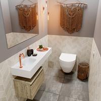 MONDIAZ ANDOR Toiletmeubel 100x30x30cm met 1 kraangaten 1 lades light brown grey mat Wastafel Lex links Solid Surface Wit FK75343933