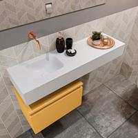 MONDIAZ ANDOR Toiletmeubel 100x30x30cm met 0 kraangaten 1 lades ocher mat Wastafel Lex links Solid Surface Wit FK75343862