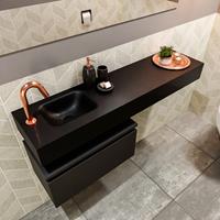MONDIAZ ANDOR Toiletmeubel 120x30x30cm met 1 kraangaten 1 lades urban mat Wastafel Lex links Solid Surface Zwart FK75343961