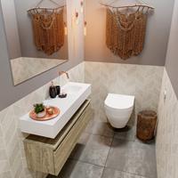 MONDIAZ ANDOR Toiletmeubel 100x30x30cm met 0 kraangaten 1 lades light brown grey mat Wastafel Lex rechts Solid Surface Wit FK75343442