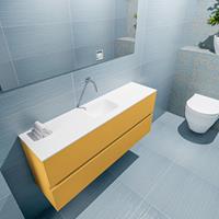 MONDIAZ ADA Toiletmeubel 120x30x50cm met 0 kraangaten 2 lades ocher mat Wastafel Lex midden Solid Surface Wit FK75341878