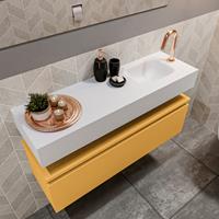 MONDIAZ ANDOR Toiletmeubel 100x30x30cm met 1 kraangaten 1 lades ocher mat Wastafel Lex rechts Solid Surface Wit FK75343267