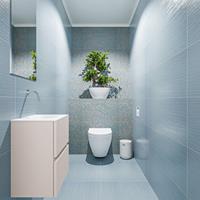 MONDIAZ ADA Toiletmeubel 40x30x50cm met 0 kraangaten 2 lades linen mat Wastafel Lex rechts Solid Surface Wit FK75341916