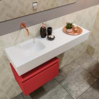 MONDIAZ ANDOR Toiletmeubel 100x30x30cm met 0 kraangaten 1 lades fire mat Wastafel Lex links Solid Surface Wit FK75343874