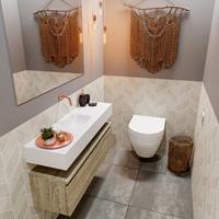 MONDIAZ ANDOR Toiletmeubel 100x30x30cm met 0 kraangaten 1 lades light brown grey mat Wastafel Lex midden Solid Surface Wit FK75343438