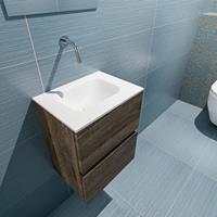 MONDIAZ ADA Toiletmeubel 40x30x50cm met 0 kraangaten 2 lades dark brown mat Wastafel Lex midden Solid Surface Wit FK75341999