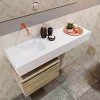 MONDIAZ ANDOR Toiletmeubel 100x30x30cm met 0 kraangaten 1 lades light brown grey mat Wastafel Lex links Solid Surface Wit FK75343934