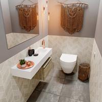 MONDIAZ ANDOR Toiletmeubel 100x30x30cm met 1 kraangaten 1 lades light brown grey mat Wastafel Lex rechts Solid Surface Wit FK75343935